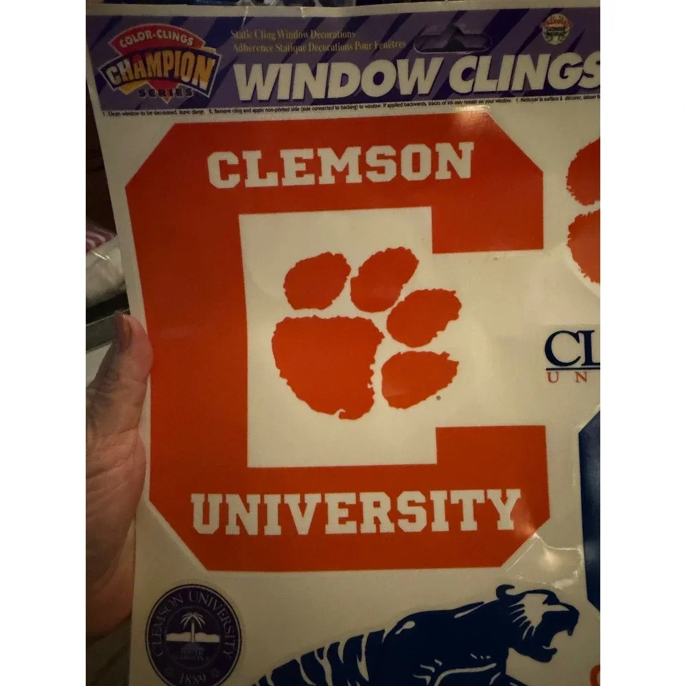 VTG Clemson Tigers Window CAR Clings 2 Pack Champion Series Static Decals NCAA